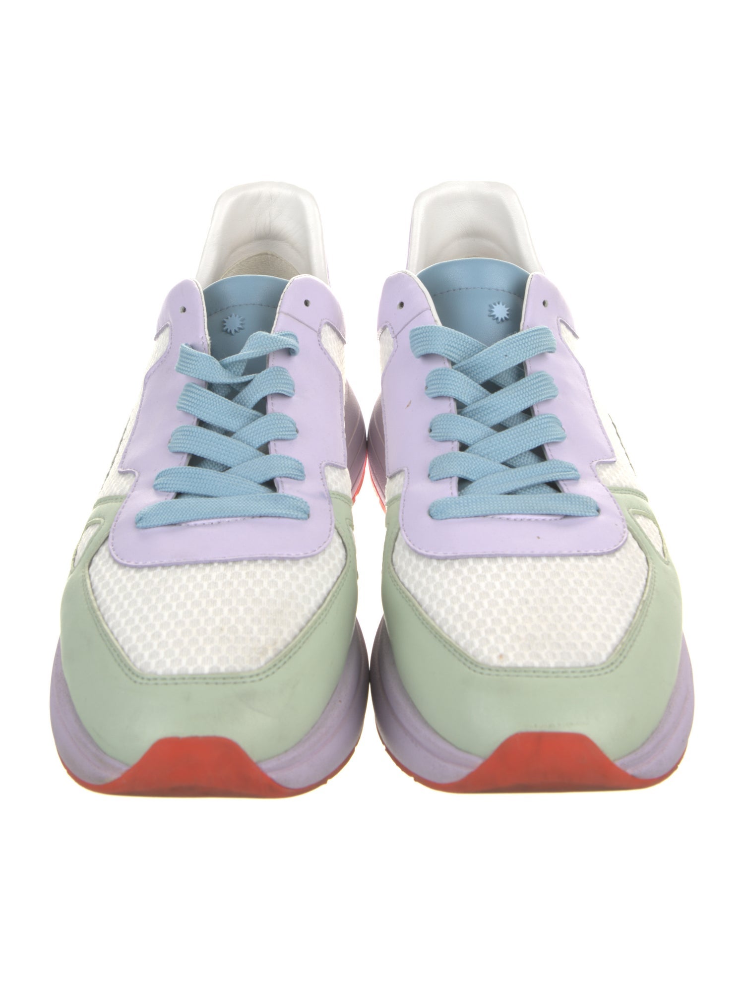 Stuart Weitzman Leather Colorblock Pattern Sneakers